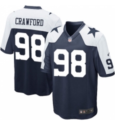 Men's Nike Dallas Cowboys #98 Tyrone Crawford Game Navy Blue Throwback Alternate NFL Jersey