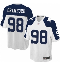 Men's Nike Dallas Cowboys #98 Tyrone Crawford Game White Throwback Alternate NFL Jersey