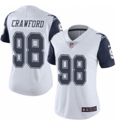 Women's Nike Dallas Cowboys #98 Tyrone Crawford Limited White Rush Vapor Untouchable NFL Jersey