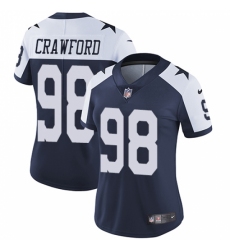 Women's Nike Dallas Cowboys #98 Tyrone Crawford Navy Blue Throwback Alternate Vapor Untouchable Limited Player NFL Jersey