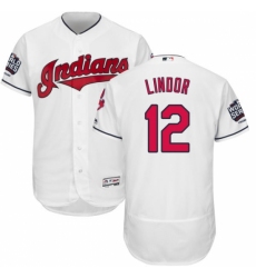 Men's Majestic Cleveland Indians #12 Francisco Lindor White 2016 World Series Bound Flexbase Authentic Collection MLB Jersey