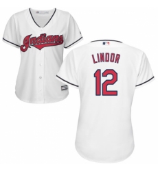 Women's Majestic Cleveland Indians #12 Francisco Lindor Replica White Home Cool Base MLB Jersey