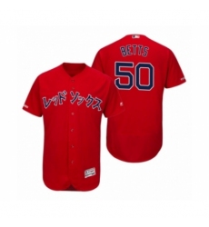 Men 2019 Asian Heritage Month Boston Red Sox #50 Mookie Betts Red Japanese Flex Base Jersey