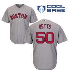 Men's Majestic Boston Red Sox #50 Mookie Betts Replica Grey Road Cool Base MLB Jersey