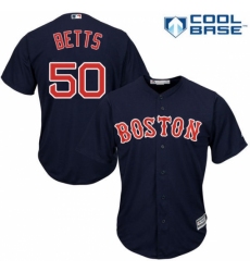 Men's Majestic Boston Red Sox #50 Mookie Betts Replica Navy Blue Alternate Road Cool Base MLB Jersey