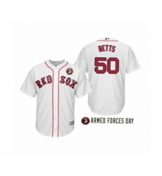 Youth 2019 Armed Forces Day Mookie Betts #50 Boston Red Sox White Jersey