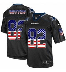 Men's Nike Dallas Cowboys #82 Jason Witten Elite Black USA Flag Fashion NFL Jersey