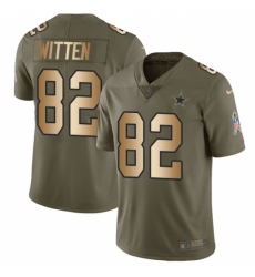 Men's Nike Dallas Cowboys #82 Jason Witten Limited Olive/Gold 2017 Salute to Service NFL Jersey