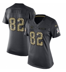 Women's Nike Dallas Cowboys #82 Jason Witten Limited Black 2016 Salute to Service NFL Jersey