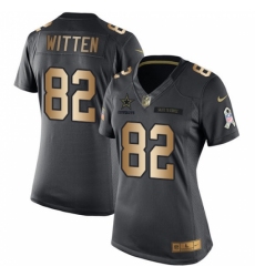 Women's Nike Dallas Cowboys #82 Jason Witten Limited Black/Gold Salute to Service NFL Jersey