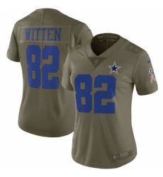 Women's Nike Dallas Cowboys #82 Jason Witten Limited Olive 2017 Salute to Service NFL Jersey