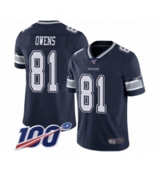 Men's Dallas Cowboys #81 Terrell Owens Navy Blue Team Color Vapor Untouchable Limited Player 100th Season Football Jersey