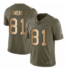 Men's Nike Dallas Cowboys #81 Terrell Owens Limited Olive/Gold 2017 Salute to Service NFL Jersey