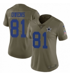 Women's Nike Dallas Cowboys #81 Terrell Owens Limited Olive 2017 Salute to Service NFL Jersey