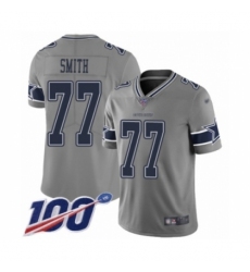 Men's Dallas Cowboys #77 Tyron Smith Limited Gray Inverted Legend 100th Season Football Jersey