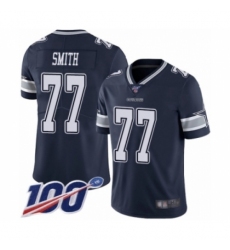 Men's Dallas Cowboys #77 Tyron Smith Navy Blue Team Color Vapor Untouchable Limited Player 100th Season Football Jersey