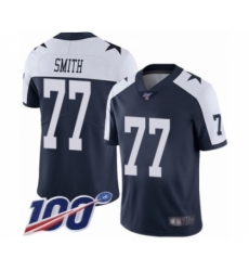 Men's Dallas Cowboys #77 Tyron Smith Navy Blue Throwback Alternate Vapor Untouchable Limited Player 100th Season Football Jersey