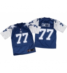 Men's Nike Dallas Cowboys #77 Tyron Smith Elite Navy/White Throwback NFL Jersey