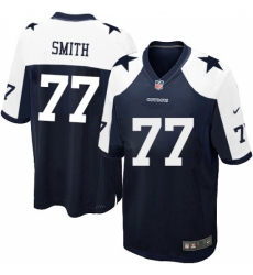 Men's Nike Dallas Cowboys #77 Tyron Smith Game Navy Blue Throwback Alternate NFL Jersey