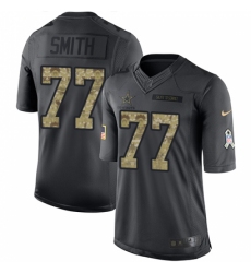 Men's Nike Dallas Cowboys #77 Tyron Smith Limited Black 2016 Salute to Service NFL Jersey