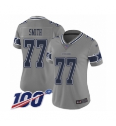 Women's Dallas Cowboys #77 Tyron Smith Limited Gray Inverted Legend 100th Season Football Jersey
