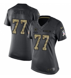 Women's Nike Dallas Cowboys #77 Tyron Smith Limited Black 2016 Salute to Service NFL Jersey
