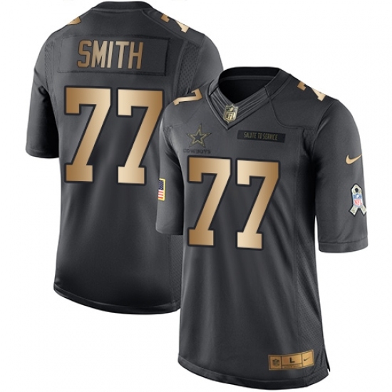 Youth Nike Dallas Cowboys #77 Tyron Smith Limited Black/Gold Salute to Service NFL Jersey Youth Nike Dallas Cowboys #77 Tyron Smith Limited Black/Gold Salute to Service NFL Jersey