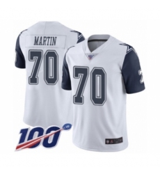 Men's Dallas Cowboys #70 Zack Martin Limited White Rush Vapor Untouchable 100th Season Football Jersey