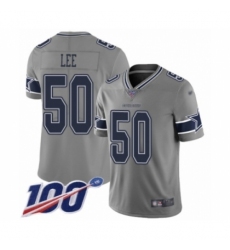 Men's Dallas Cowboys #50 Sean Lee Limited Gray Inverted Legend 100th Season Football Jersey