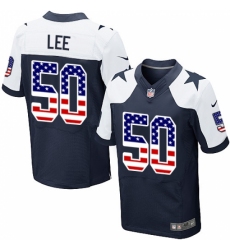 Men's Nike Dallas Cowboys #50 Sean Lee Elite Navy Blue Alternate USA Flag Fashion NFL Jersey