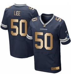 Men's Nike Dallas Cowboys #50 Sean Lee Elite Navy/Gold Team Color NFL Jersey
