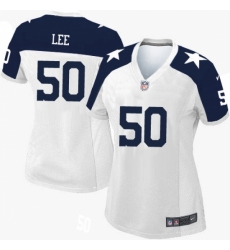 Women's Nike Dallas Cowboys #50 Sean Lee Limited White Throwback Alternate NFL Jersey