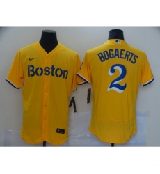 Men's Boston Red Sox #2 Xander Bogaerts Nike Gold-Light Blue Elite 2021 Jersey