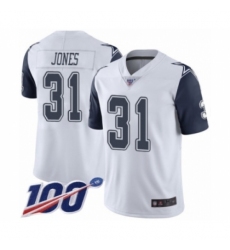 Men's Dallas Cowboys #31 Byron Jones Limited White Rush Vapor Untouchable 100th Season Football Jersey