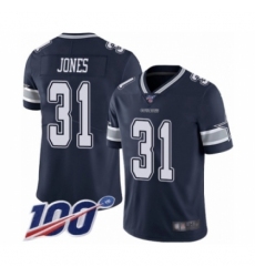 Men's Dallas Cowboys #31 Byron Jones Navy Blue Team Color Vapor Untouchable Limited Player 100th Season Football Jersey