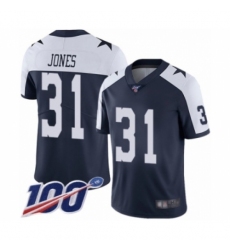 Men's Dallas Cowboys #31 Byron Jones Navy Blue Throwback Alternate Vapor Untouchable Limited Player 100th Season Football Jersey