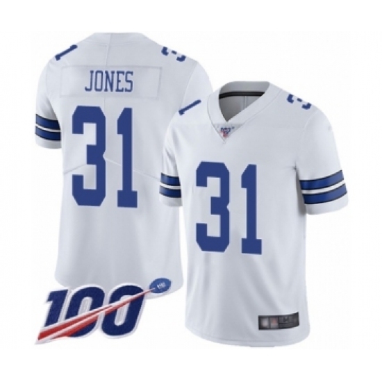 Men's Dallas Cowboys #31 Byron Jones White Vapor Untouchable Limited Player 100th Season Football Jersey Men's Dallas Cowboys #31 Byron Jones White Vapor Untouchable Limited Player 100th Season Football Jersey