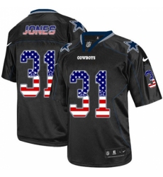Men's Nike Dallas Cowboys #31 Byron Jones Elite Black USA Flag Fashion NFL Jersey