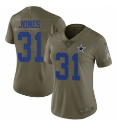 Women's Nike Dallas Cowboys #31 Byron Jones Limited Olive 2017 Salute to Service NFL Jersey