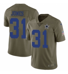 Youth Nike Dallas Cowboys #31 Byron Jones Limited Olive 2017 Salute to Service NFL Jersey