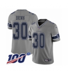 Men's Dallas Cowboys #30 Anthony Brown Limited Gray Inverted Legend 100th Season Football Jersey