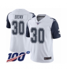 Men's Dallas Cowboys #30 Anthony Brown Limited White Rush Vapor Untouchable 100th Season Football Jersey