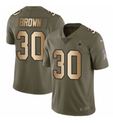 Youth Nike Dallas Cowboys #30 Anthony Brown Limited Olive/Gold 2017 Salute to Service NFL Jersey