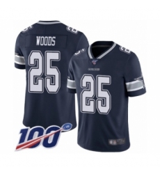 Men's Dallas Cowboys #25 Xavier Woods Navy Blue Team Color Vapor Untouchable Limited Player 100th Season Football Jersey