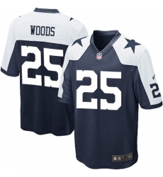 Men's Nike Dallas Cowboys #25 Xavier Woods Game Navy Blue Throwback Alternate NFL Jersey