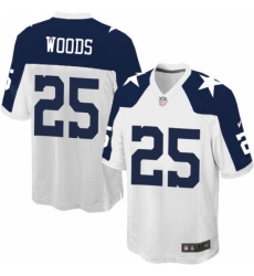 Men's Nike Dallas Cowboys #25 Xavier Woods Game White Throwback Alternate NFL Jersey