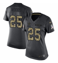 Women's Nike Dallas Cowboys #25 Xavier Woods Limited Black 2016 Salute to Service NFL Jersey