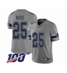 Youth Dallas Cowboys #25 Xavier Woods Limited Gray Inverted Legend 100th Season Football Jersey