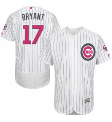 Men's Majestic Chicago Cubs #17 Kris Bryant Authentic White 2016 Mother's Day Fashion Flex Base MLB Jersey