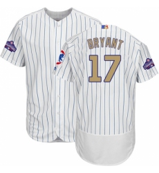 Men's Majestic Chicago Cubs #17 Kris Bryant Authentic White 2017 Gold Program Flex Base MLB Jersey